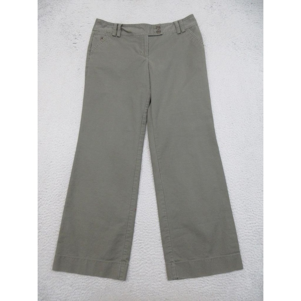 Ann Taylor Signature Fit Pants Womens 10 Olive Khaki Stretch Twill Work Casual